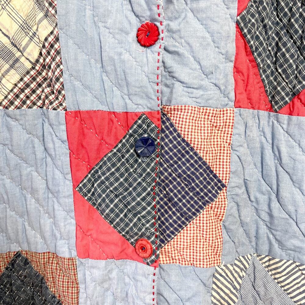 Vintage Handmade Patchwork Quilt Jacket Sz XL Cottagecore Americana Prairie Folk - Picture 8 of 13